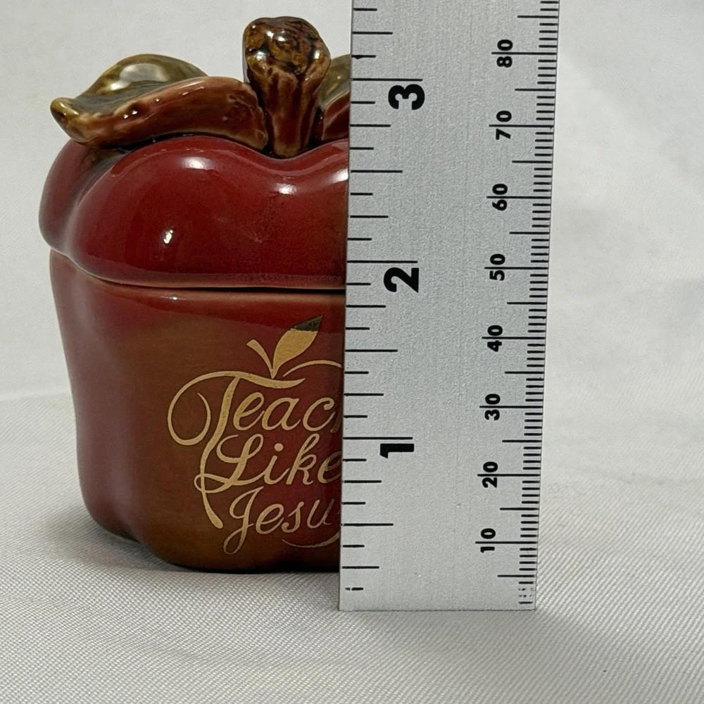 Christian Apple Trinket Box Candle Holder Faith Decor Teacher Gift‎ Apple Jar